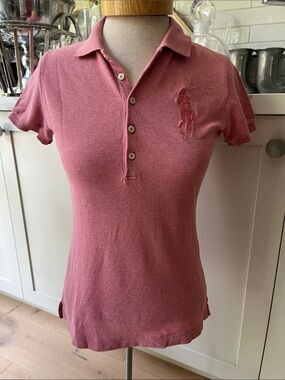 Ralph Lauren Women's Dusty Rose Short Sleeve Large Pony Polo